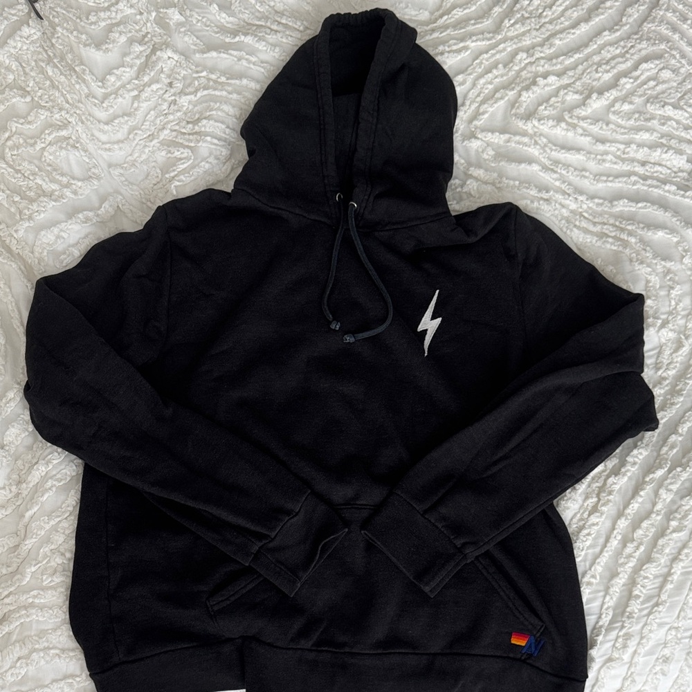 Aviator Nation Black Hoodie with White Bolt